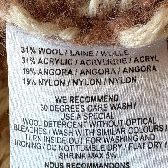 Ganni Chevron Wool Angora Knit Sweater Brown Cream Anthropologie – Size S - Picture 8 of 9